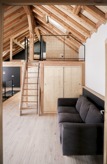 salon et bois dans un chalet de montagne